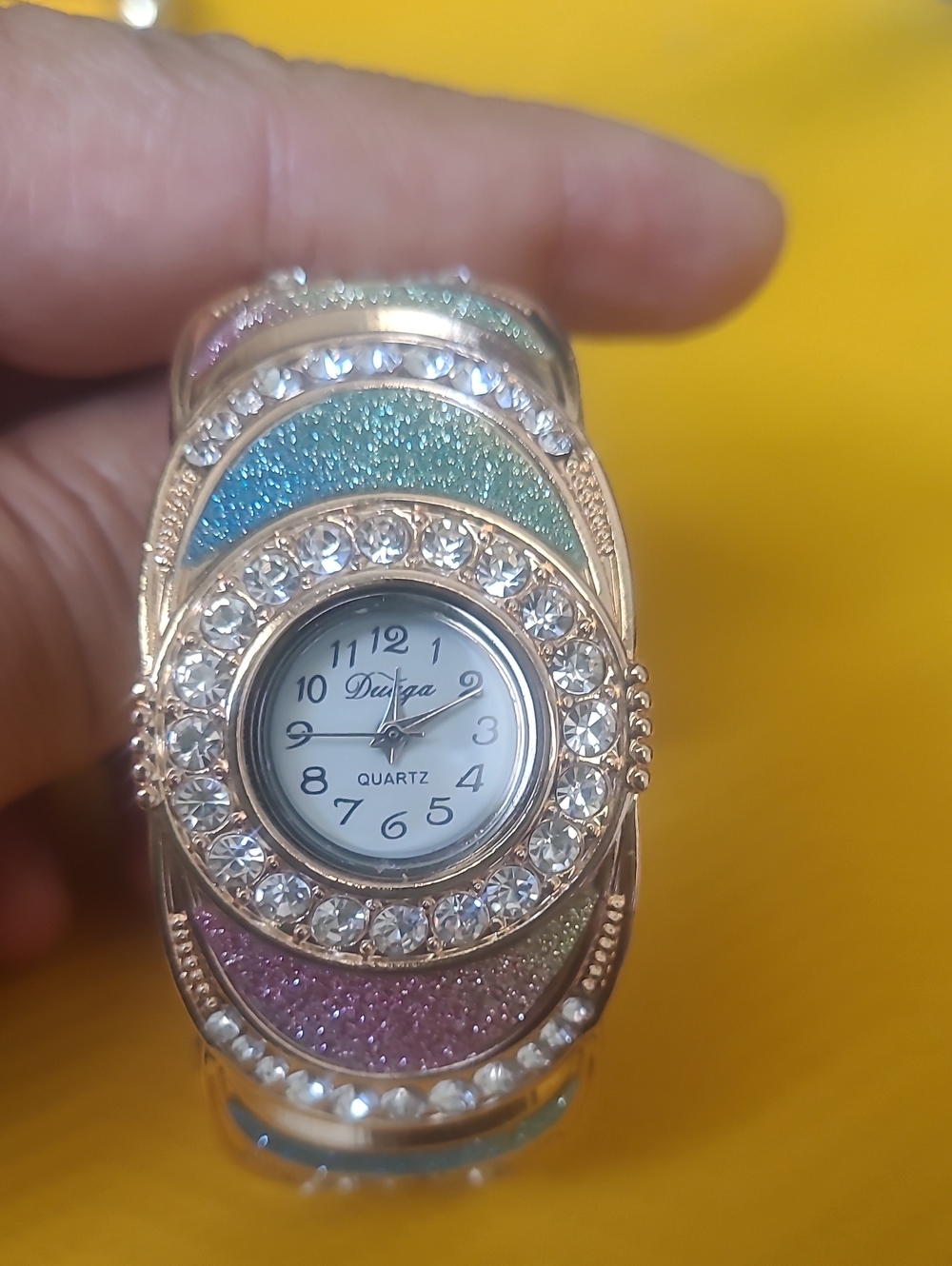 Women's Pastel Crystal Bangle Watch - Pink/Blue/Green
